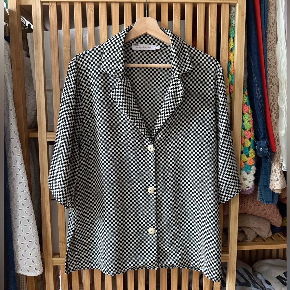 Lisa Says Gah Monochrome Checkered Shirt